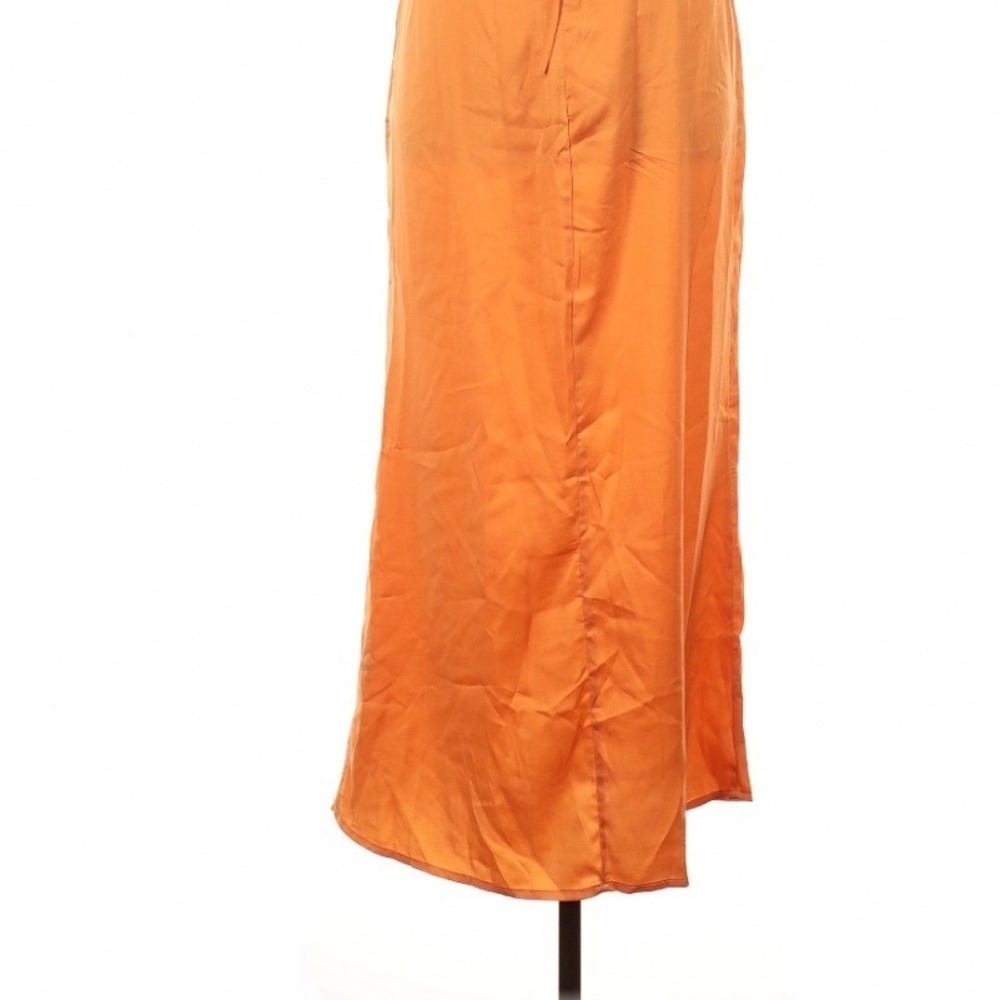 Hello Molly Golden Thoughts Orange Maxi Dress Cowl Neck Lace Up Back Size 4 - Picture 7 of 9